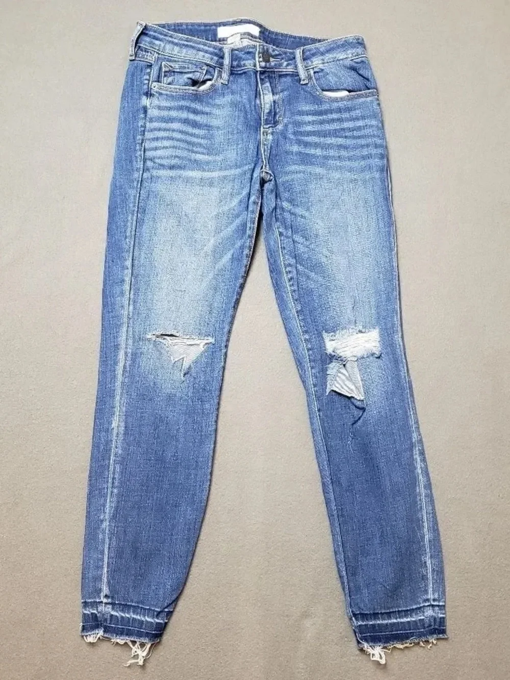 Distressed Women's Blue Jeans - Classic Relaxed Fit